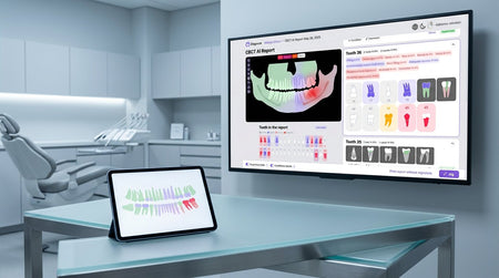 Raport radiologic cu inteligenta artificiala Diagnocat afisat in cabinetul de consultatie