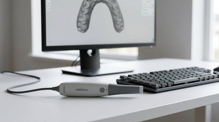 Scanner intraoral Fussen S6500 pe statia de lucru din cabinet
